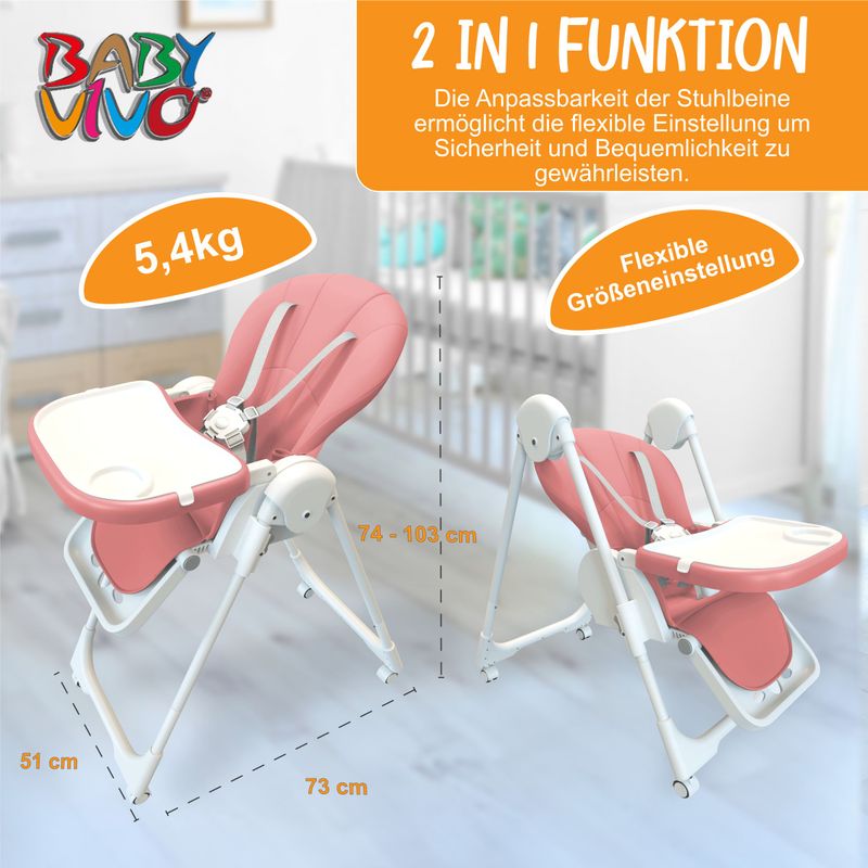 Design Kinderhochstuhl aus Kunststoff - Tippy in Bubblegum