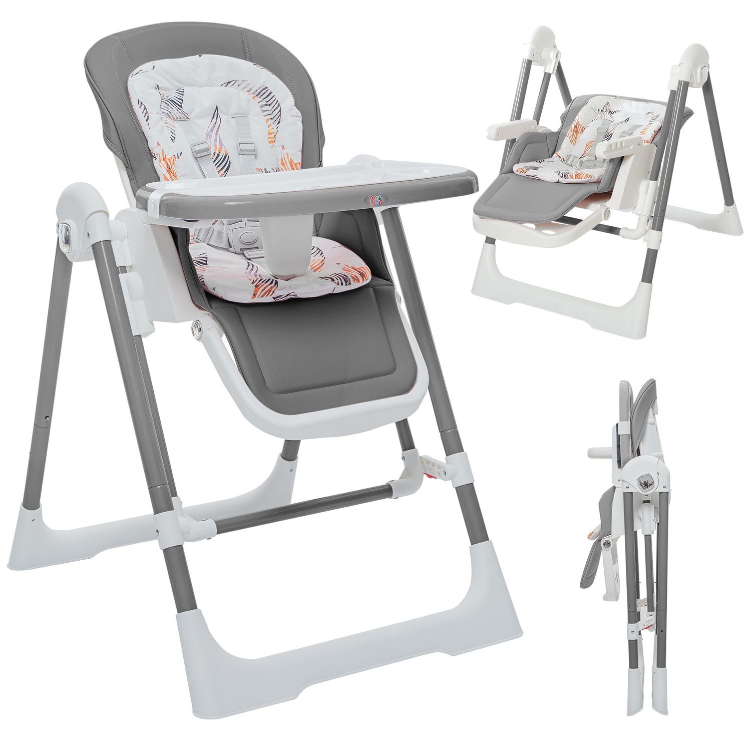 3in1 Kinderhochstuhl / Babywippe höhenverstellbar für Kinder - Lulu in Grau