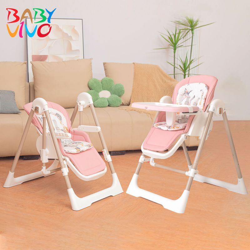 3in1 Kinderhochstuhl / Babywippe höhenverstellbar für Kinder - Lulu in Rosa