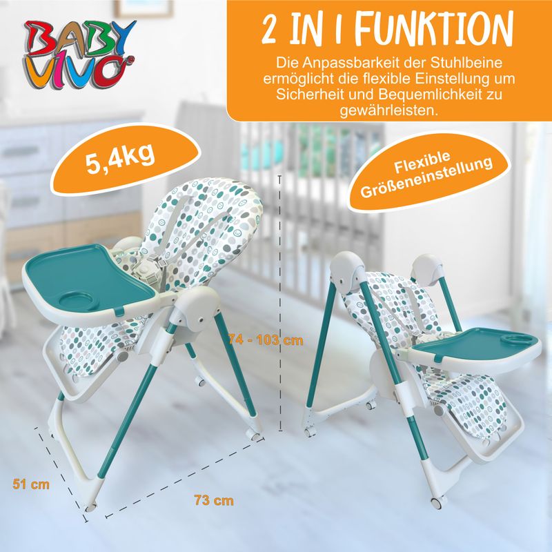 Design Kinderhochstuhl aus Kunststoff - Tippy in Türkis
