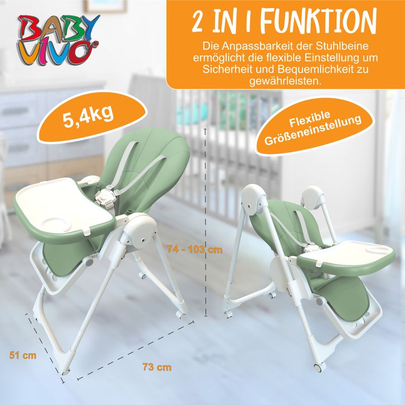 Design Kinderhochstuhl aus Kunststoff - Tippy in Cool Mint