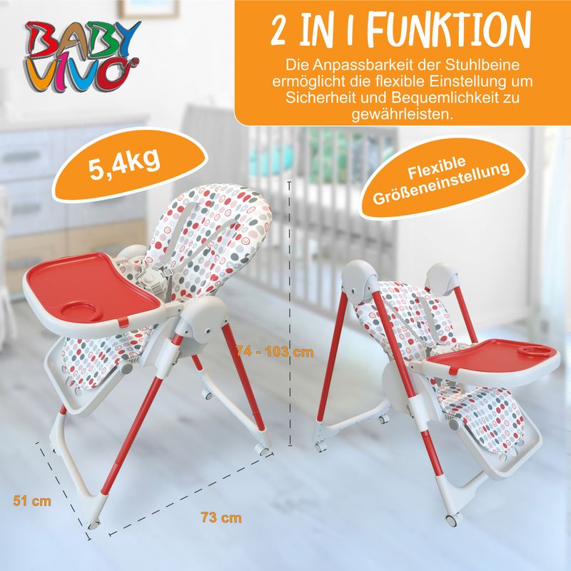 Design Kinderhochstuhl aus Kunststoff - Tippy in Rot