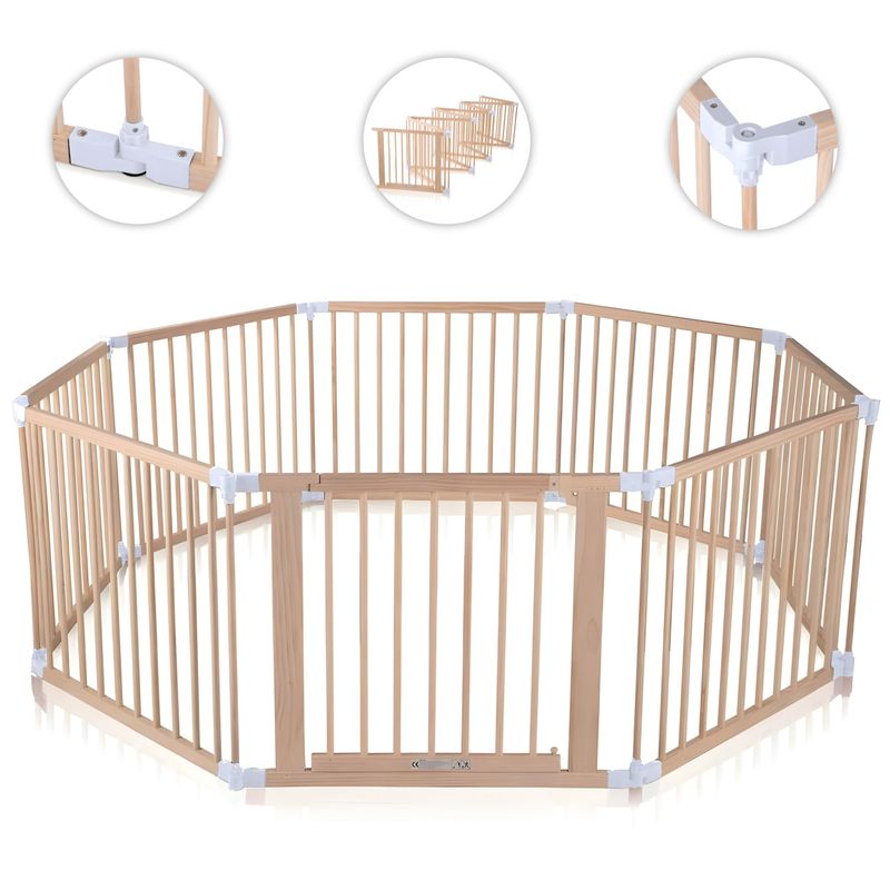 PREMIUM Laufgitter aus Holz 8 Elemente - individuell verstellbar -in Weiss