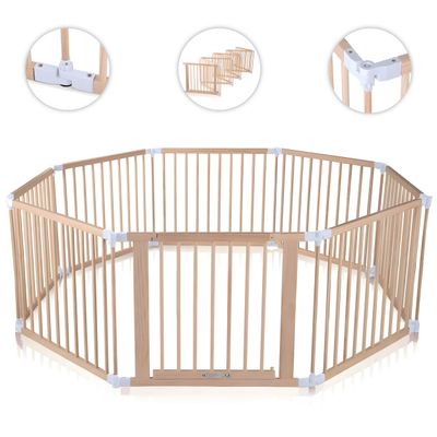 PREMIUM Laufgitter aus Holz 8 Elemente - individuell verstellbar -in Weiss