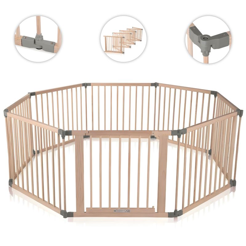 PREMIUM  Laufgitter aus Holz 8 Elemente - individuell verstellbar in Grau