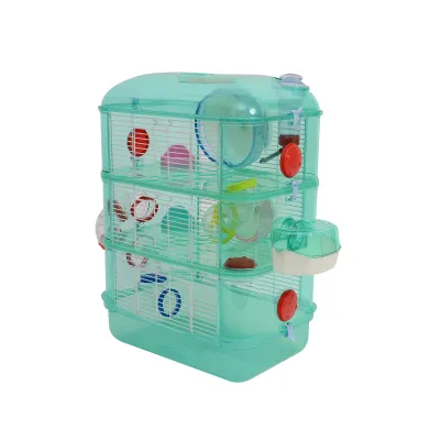 Hamsterkäfig, Mäusekäfig mit Laufrad Futternapf Trinkflasche Grün