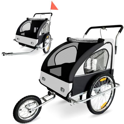 Veloanhänger 2in1 Jogger - in Weiss/Schwarz - Silver Frame