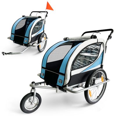 360° drehbarer Veloanhänger 2in1 Jogger - in Blau - Silver Frame