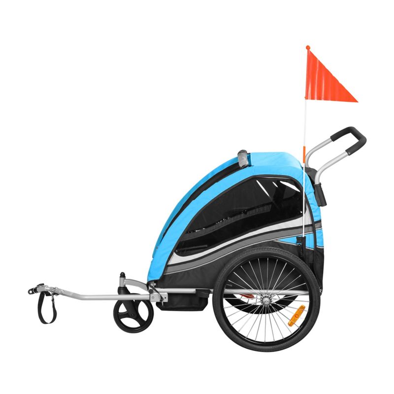 360° drehbarer Veloanhänger 2in1 Jogger - in Blau - Black Edition