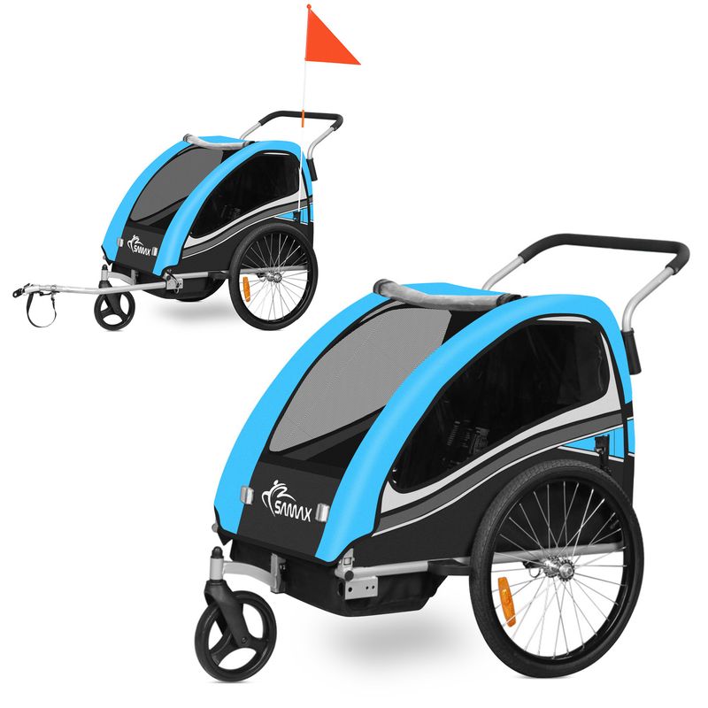 360° drehbarer Veloanhänger 2in1 Jogger - in Blau - Black Edition