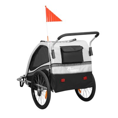 360° drehbarer Veloanhänger 2in1 Jogger - in Grau - Black Edition
