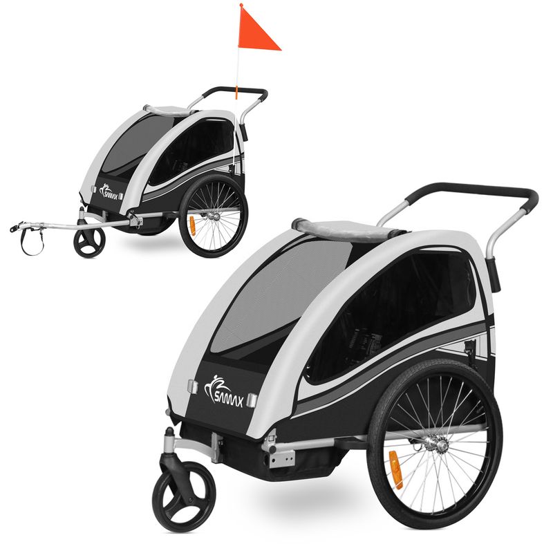 360° drehbarer Veloanhänger 2in1 Jogger - in Grau - Black Edition