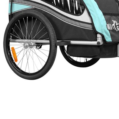 360° drehbarer Veloanhänger 2in1 Jogger - in Türkis - Black Edition