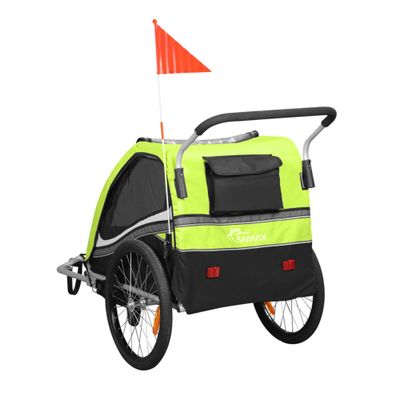 360° drehbarer Veloanhänger 2in1 Jogger - in Grün - Black Edition
