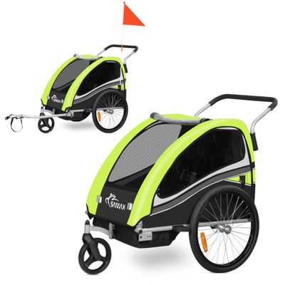 360° drehbarer Veloanhänger 2in1 Jogger - in Grün - Black Edition