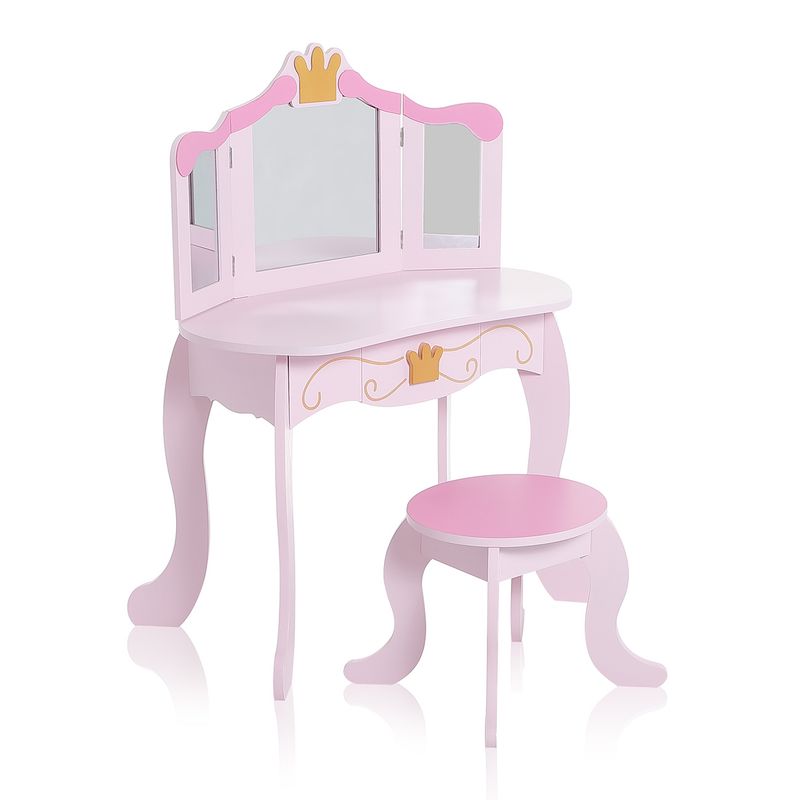 Kinderschminktisch FIONA mit klappbaren Spiegeln und Hocker