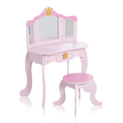 Kinderschminktisch FIONA mit klappbaren Spiegeln und Hocker