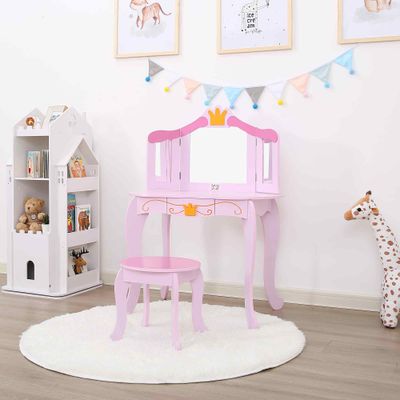 Kinderschminktisch FIONA mit klappbaren Spiegeln und Hocker