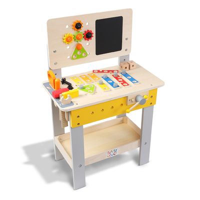 höhenverstellbare Spielwerkbank / Werkbank für Kinder aus Holz - Bob mit Tafel und 39 Teilen Zubehör