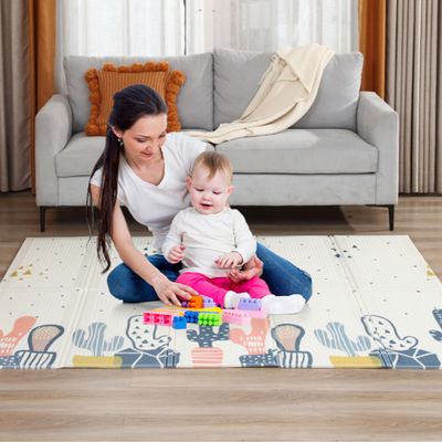 Spielmatte / Spielteppich für Kinder doppelseitig mit Strasse 200 x 180 cm - Kaktus