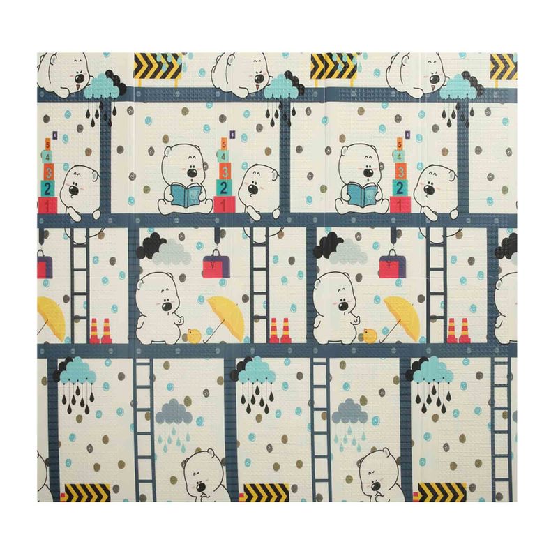 Spielmatte / Spielteppich für Kinder doppelseitig mit Wald 200 x 180 cm - Bär