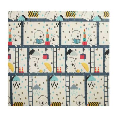 Spielmatte / Spielteppich für Kinder doppelseitig mit Wald 200 x 180 cm - Bär