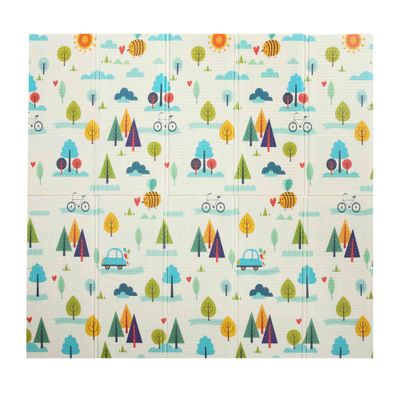 Spielmatte / Spielteppich für Kinder doppelseitig mit Wald 200 x 180 cm - Bär
