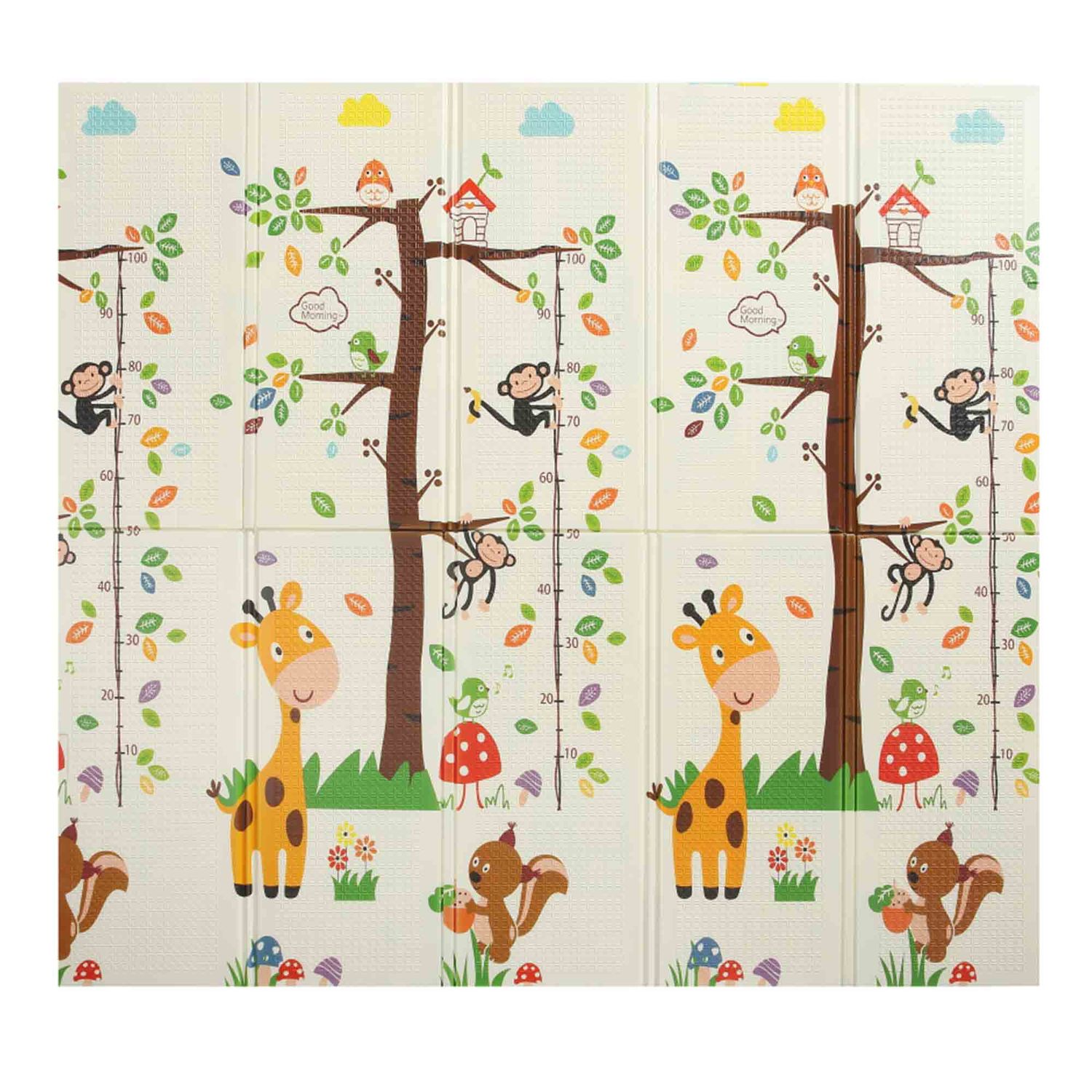 Spielmatte / Spielteppich für Kinder doppelseitig mit Tieren 200 x 180 cm - Zoo