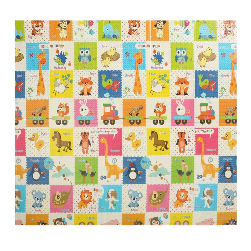 Spielmatte / Spielteppich für Kinder doppelseitig mit Tieren 200 x 180 cm - Zoo
