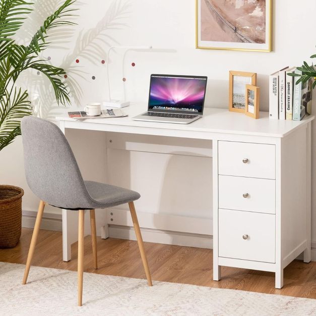 Schreibtisch mit 3 Schubladen & Anti-Kipp-Vorrichtung Computertisch 120 x 50 x 75 cm weiss