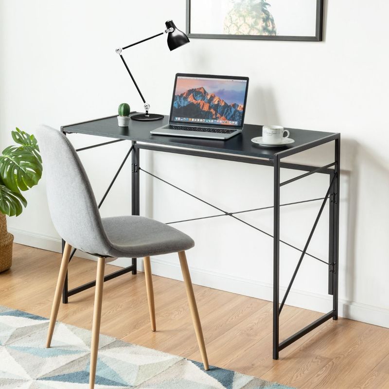 Klappbarer Schreibtisch Arbeitstisch mit Metallrahmen 100 x 50 x 75 cm Schwarz