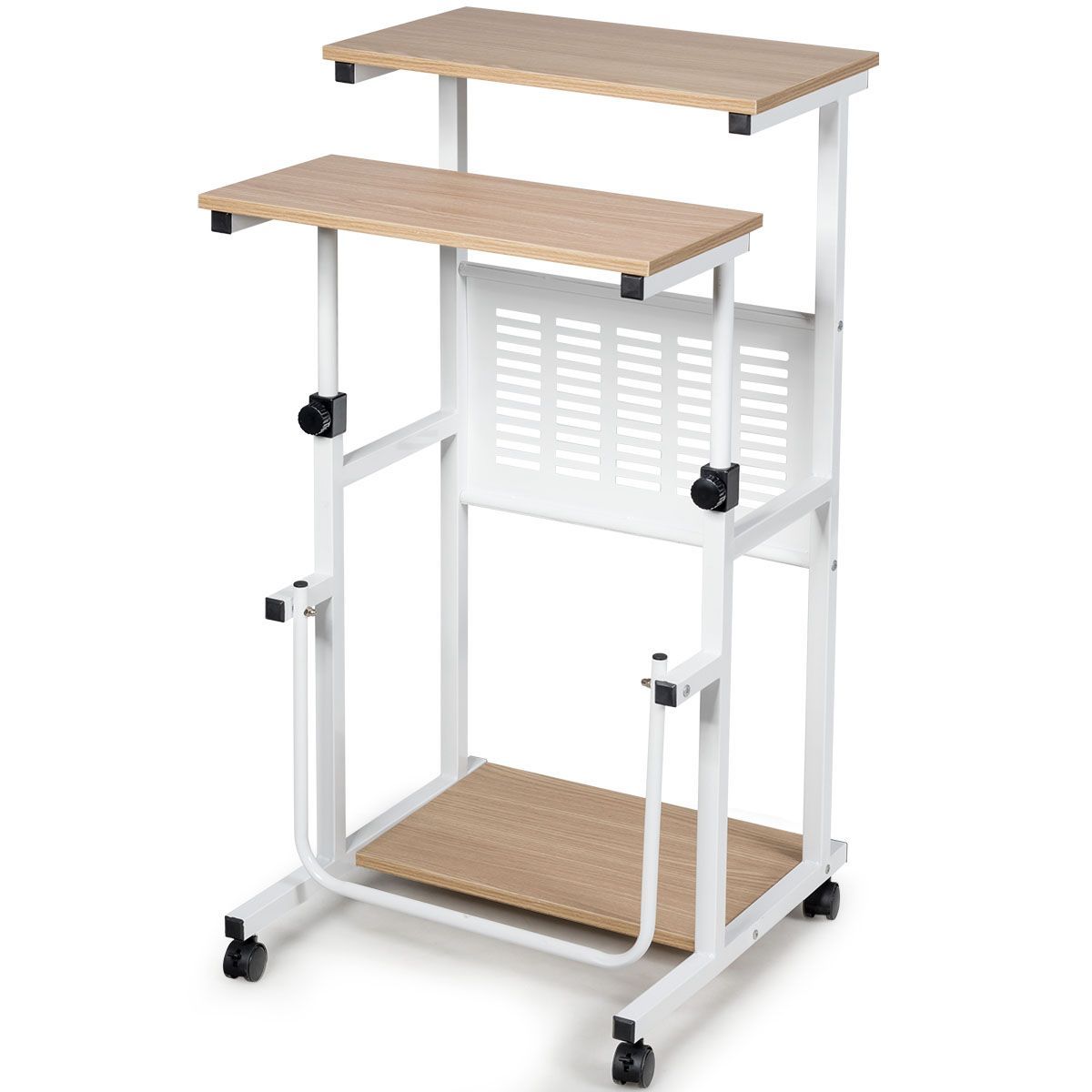 Höhenverstellbarer Computertisch 2-in-1 Bürotisch 55 x 53 x 98 cm Natur + Weiss