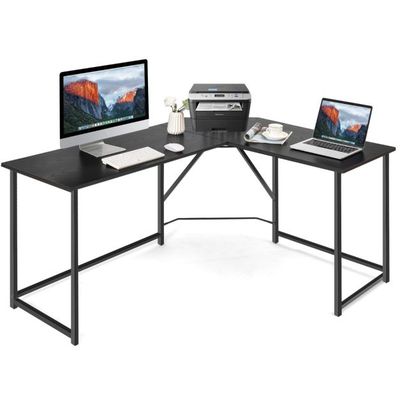 L-förmiger Schreibtisch mit Runder Ecke Computertisch 148 × 120 × 75 cm Schwarz
