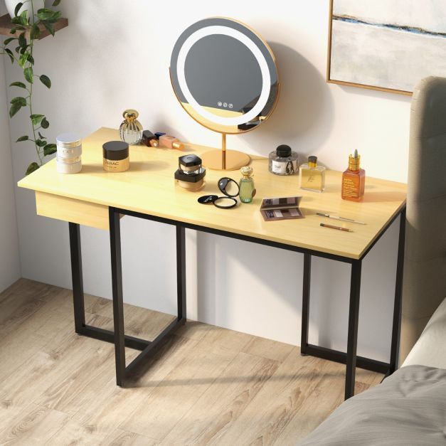 120 cm Computertisch mit Schublade Schreibtisch Natur