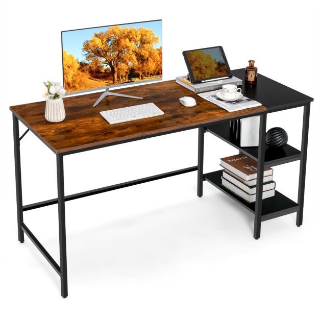 140 cm Schreibtisch mit Ablagefläche Computertisch Bürotisch Industriell