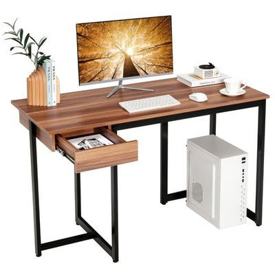 120 cm Computertisch mit Schublade Schreibtisch NNussbaum