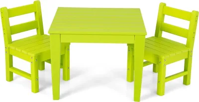 3 tlg. Kinder Tisch- &amp; Stuhlset Holz Spieltisch Set mit 2 Stühlen zum Malen &amp; Lesen Kindermöbelset grün