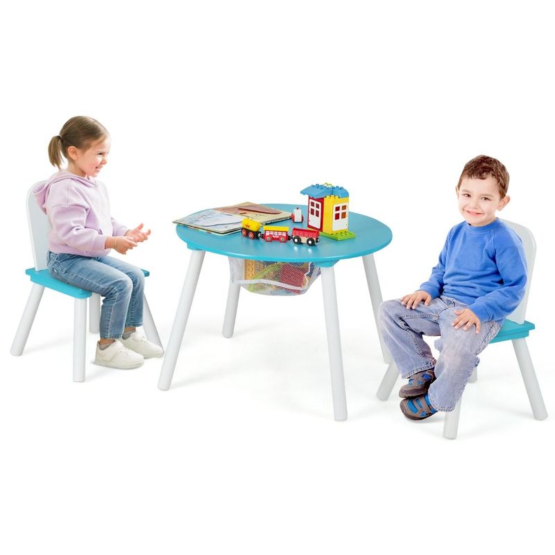 Kindertisch mit 2 Stühlen 3 TLG. Kindersitzgruppe aus Holz Kindersitzgarnitur mit Abnehmbarem Tischdeckel grün