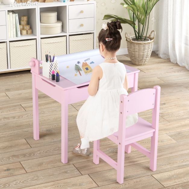 Kindertisch mit Stuhl Sensorisches Tischset für Kinder rosa