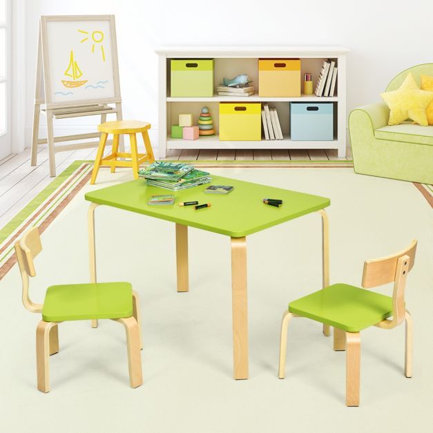 Kindertisch mit 2 Stühlen aus Holz 3tlg. Kindersitzgruppe Grün