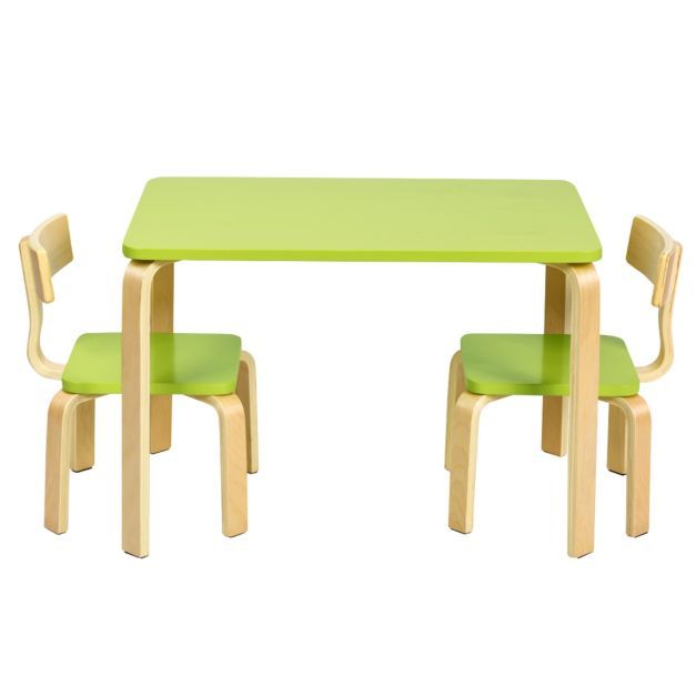 Kindertisch mit 2 Stühlen aus Holz 3tlg. Kindersitzgruppe Grün