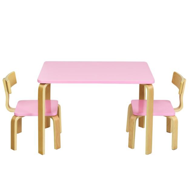 Kindertisch mit 2 Stühlen aus Holz 3tlg. Kindersitzgruppe rosa