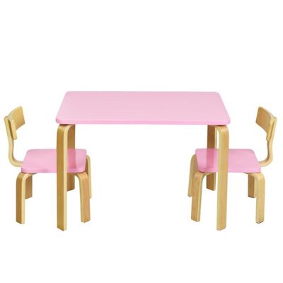 Kindertisch mit 2 Stühlen aus Holz 3tlg. Kindersitzgruppe rosa
