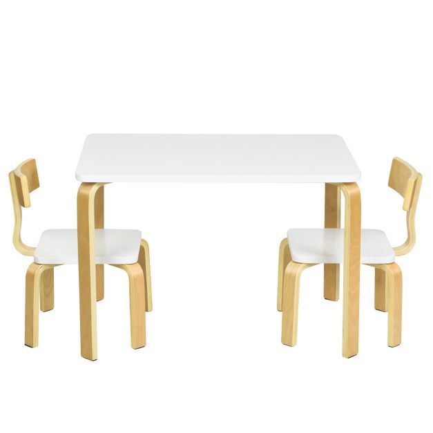 Kindertisch mit 2 Stühlen aus Holz 3tlg. Kindersitzgruppe weiss