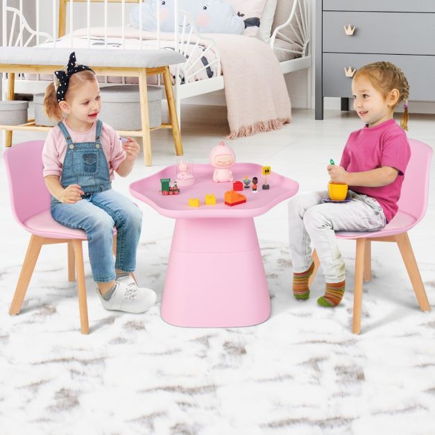Kindertisch mit 2 Stühlen 3 TLG. Kindersitzgruppe Kindersitzgarnitur Rosa