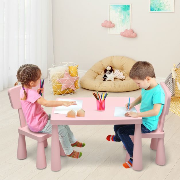 Kindertisch und 2 Stühlen 3 TLG. Kindersitzgruppe Kindermöbel-Set Rosa
