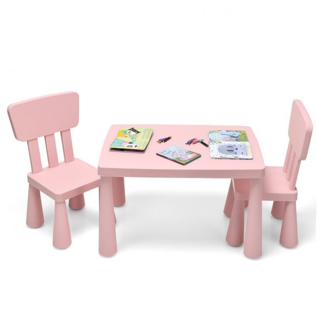 Kindertisch und 2 Stühlen 3 TLG. Kindersitzgruppe Kindermöbel-Set Rosa