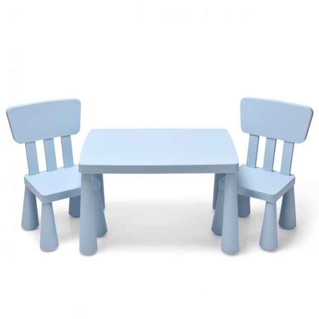 Kindertisch und 2 Stühlen 3 TLG. Kindersitzgruppe Kindermöbel-Set blau
