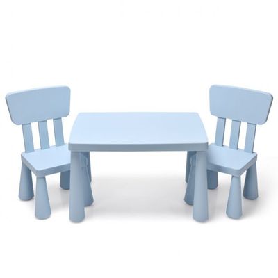 Kindertisch und 2 Stühlen 3 TLG. Kindersitzgruppe Kindermöbel-Set blau