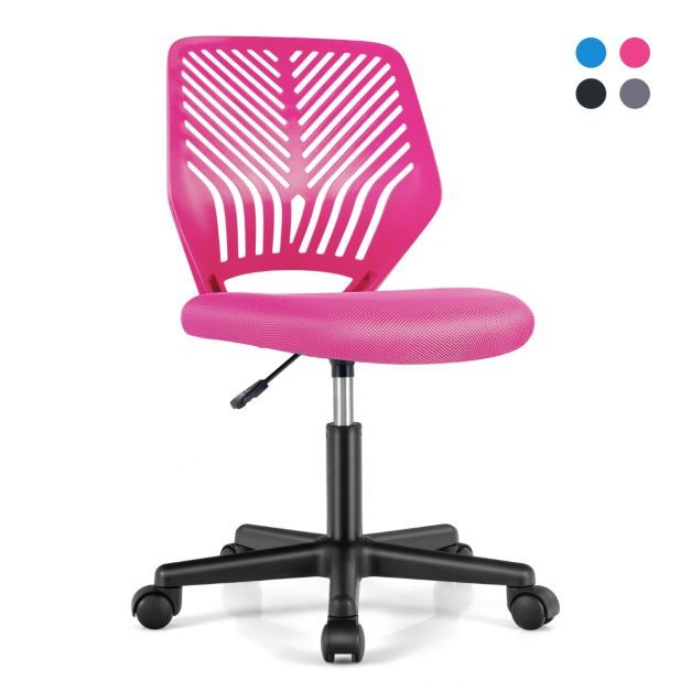 Schreibtischstuhl für Kinder armloser Kinderdrehstuhl Rosa 54 x 54 x 77-89 cm